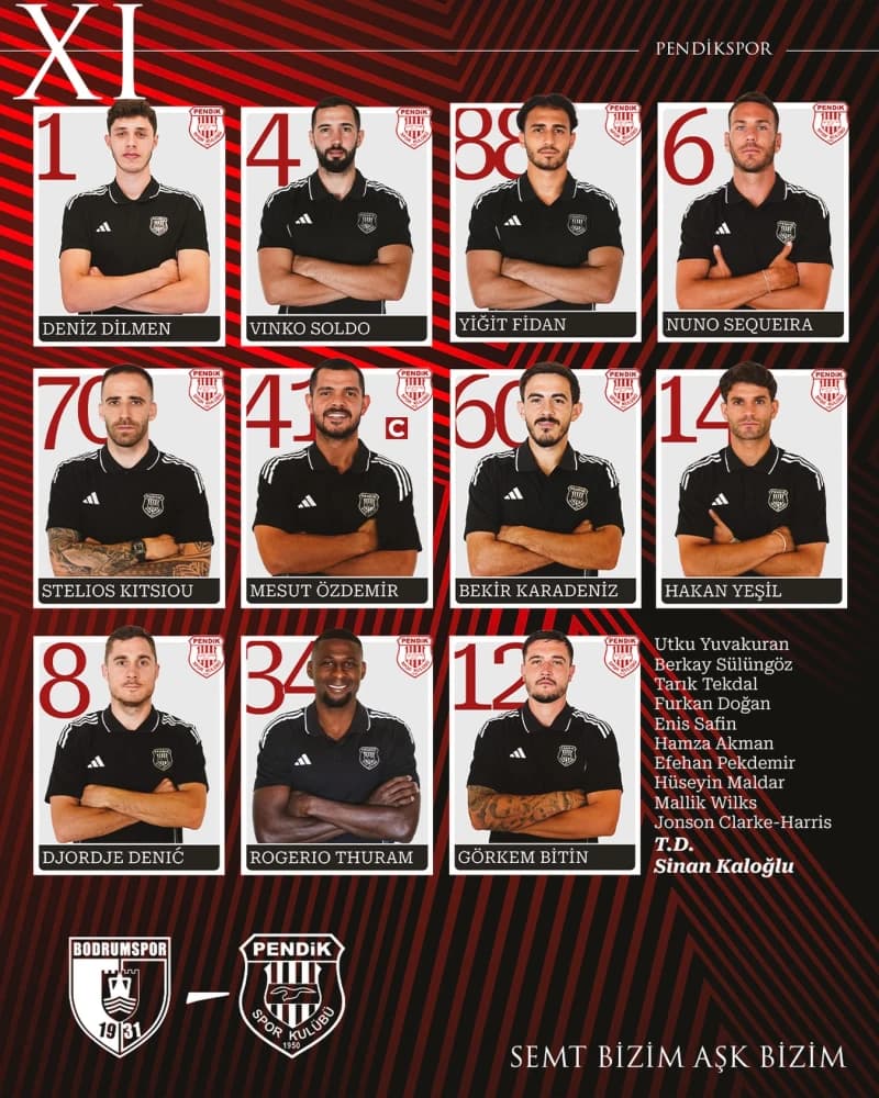 Atko Grup Pendikspor’umuzun, Sipay Bodrum FK karşısında ilk 11’i! 🔴⚪️