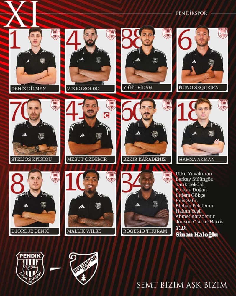 Atko Grup Pendikspor’umuzun Boluspor karşısında ilk 11’i! 🔴⚪️