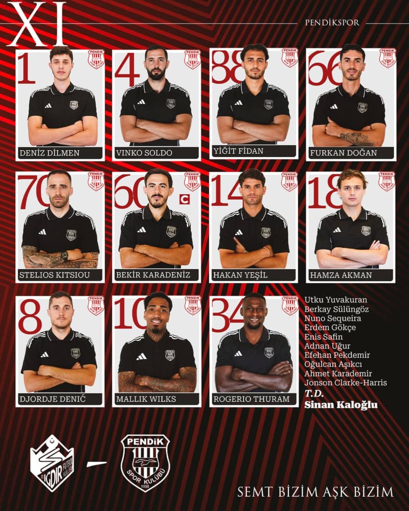 Atko Grup Pendikspor’umuzun, Alagöz Holding Iğdır FK karşısında ilk 11’i! 🔴⚪️